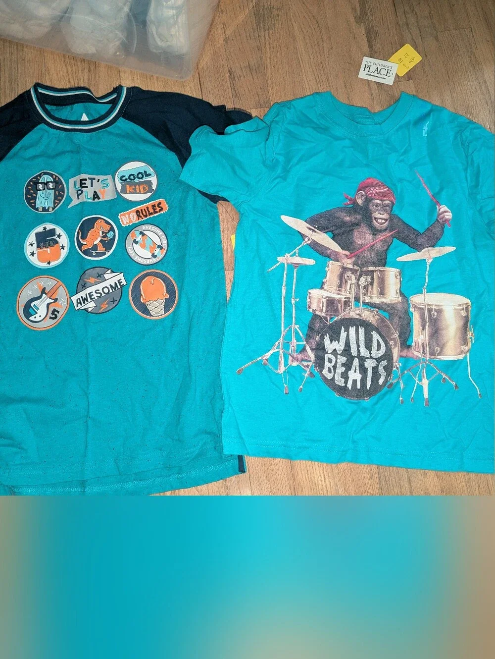 Graphic Shirt Lot 2 Turquoise Children’s Place Tees Wild Beats Cool Kid 7/8 & 10